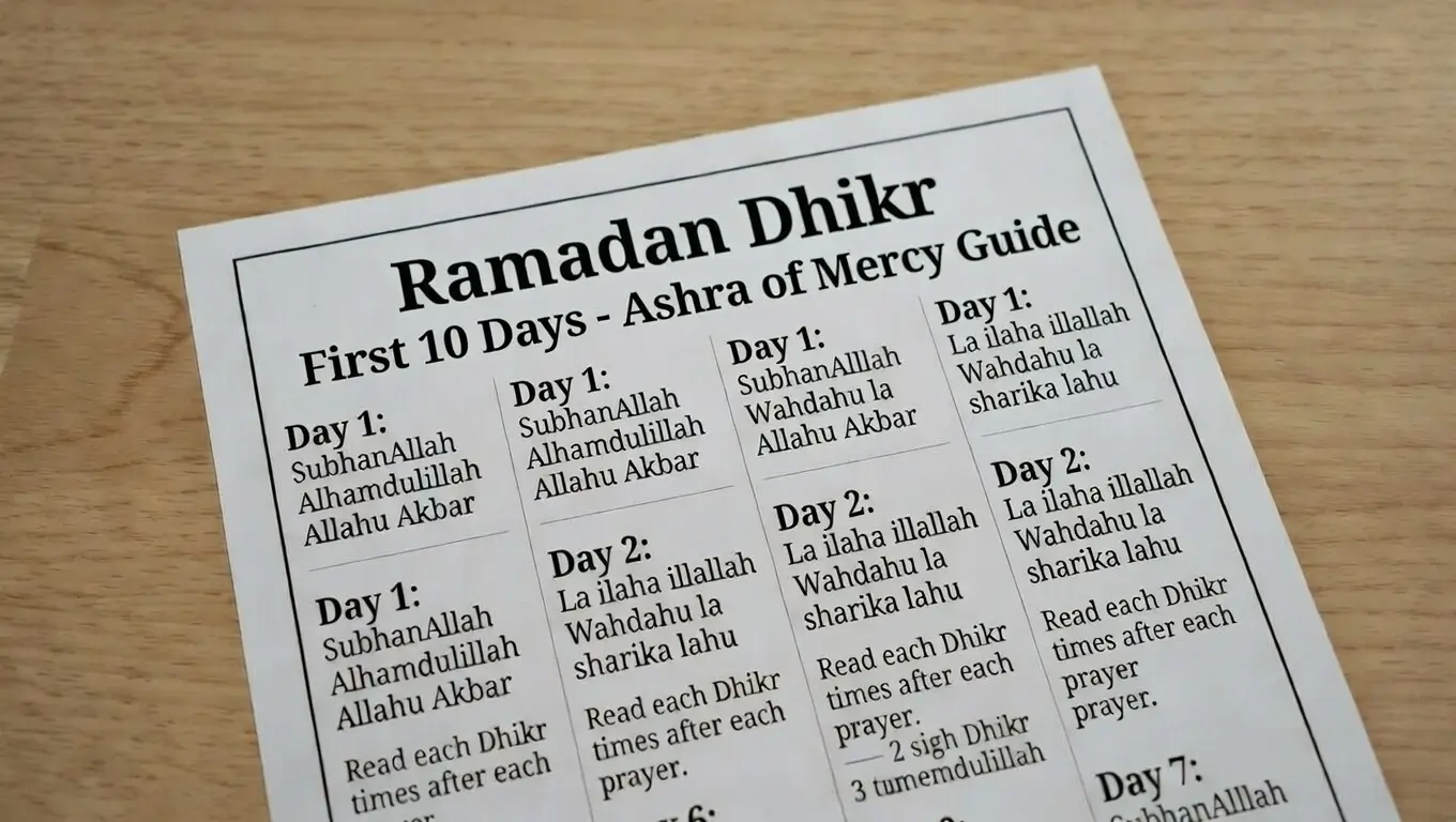 Ramadan Dhikr First 10 Days - Ashra of Mercy Guide