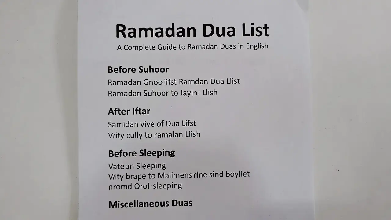 Ramadan Dua List in English A Complete Guide