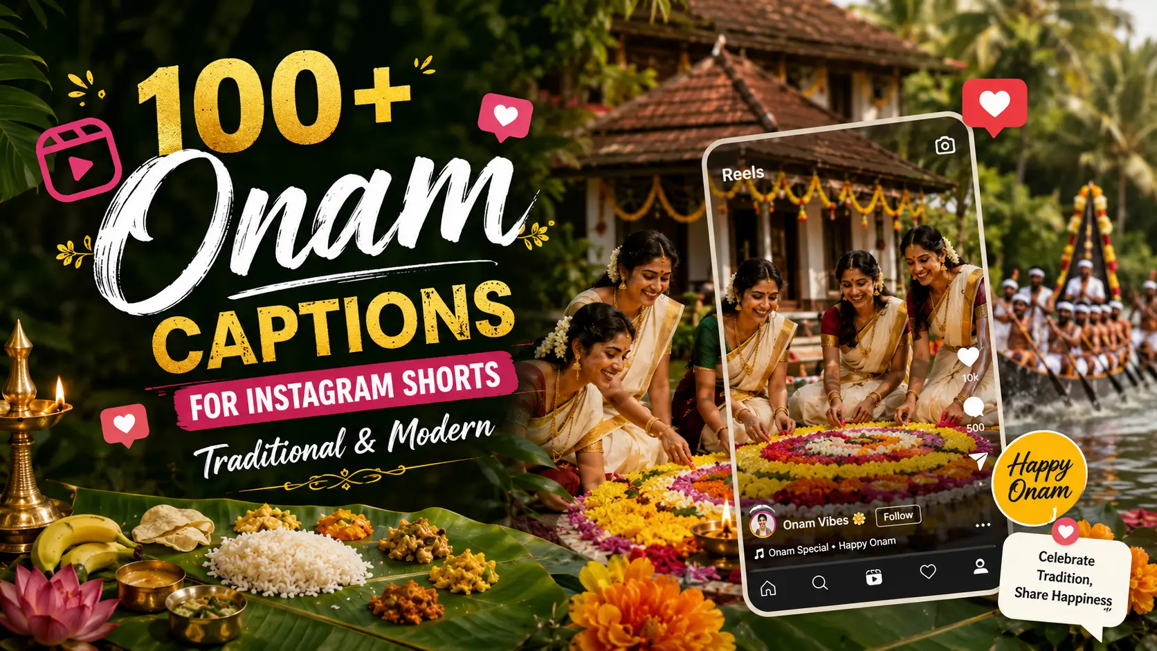 100+ Onam Captions for Instagram Shorts - Greatindianfestival